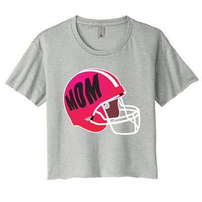 Mom Football Coach Mom's American Football Helmet Cool Gift Women's Crop Top Tee