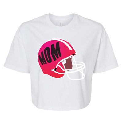 Mom Football Coach Mom's American Football Helmet Cool Gift Bella+Canvas Jersey Crop Tee