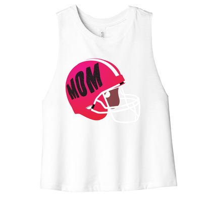 Mom Football Coach Mom's American Football Helmet Cool Gift Women's Racerback Cropped Tank