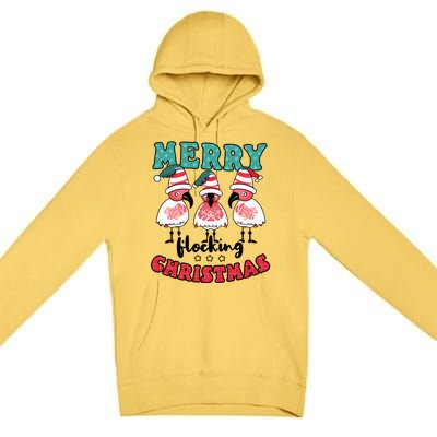 Merry Flocking Christmas Design Christmas Flamingo Great Gift Premium Pullover Hoodie