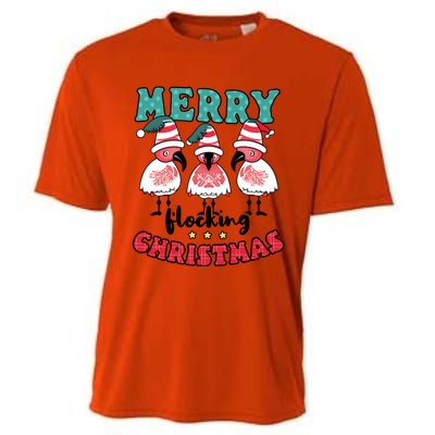 Merry Flocking Christmas Design Christmas Flamingo Great Gift Cooling Performance Crew T-Shirt