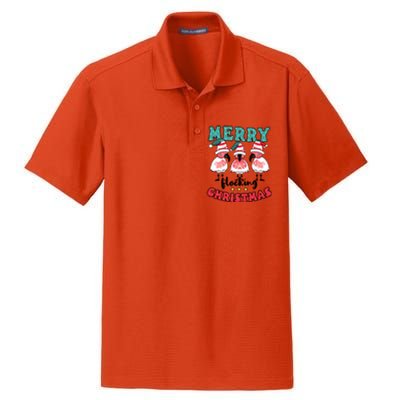 Merry Flocking Christmas Design Christmas Flamingo Great Gift Dry Zone Grid Polo