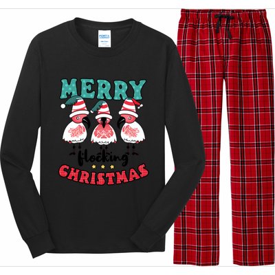 Merry Flocking Christmas Design Christmas Flamingo Great Gift Long Sleeve Pajama Set