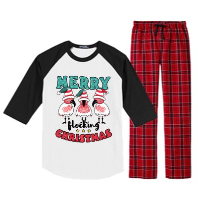 Merry Flocking Christmas Design Christmas Flamingo Great Gift Raglan Sleeve Pajama Set