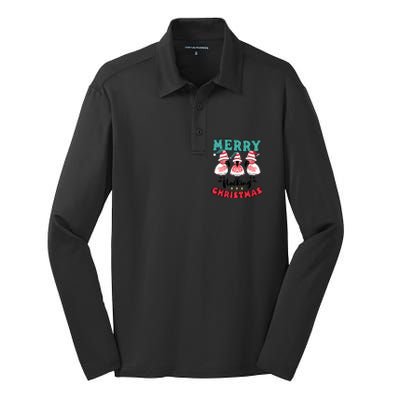 Merry Flocking Christmas Design Christmas Flamingo Great Gift Silk Touch Performance Long Sleeve Polo