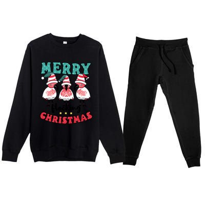 Merry Flocking Christmas Design Christmas Flamingo Great Gift Premium Crewneck Sweatsuit Set