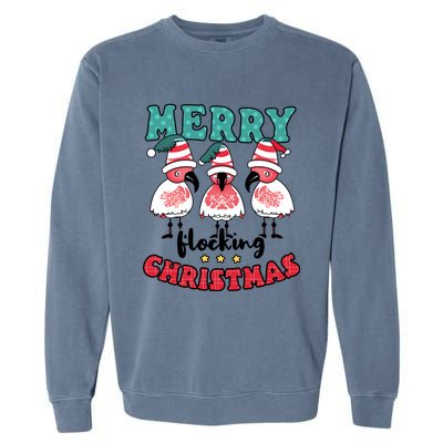 Merry Flocking Christmas Design Christmas Flamingo Great Gift Garment-Dyed Sweatshirt