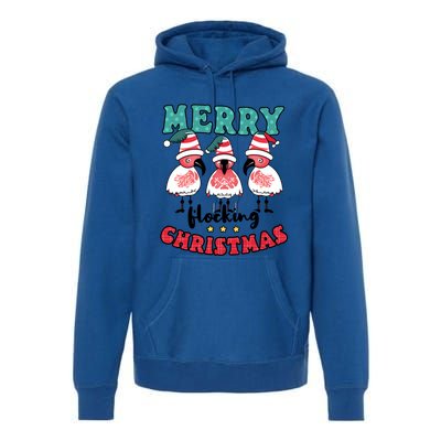 Merry Flocking Christmas Design Christmas Flamingo Great Gift Premium Hoodie