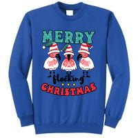 Merry Flocking Christmas Design Christmas Flamingo Great Gift Tall Sweatshirt