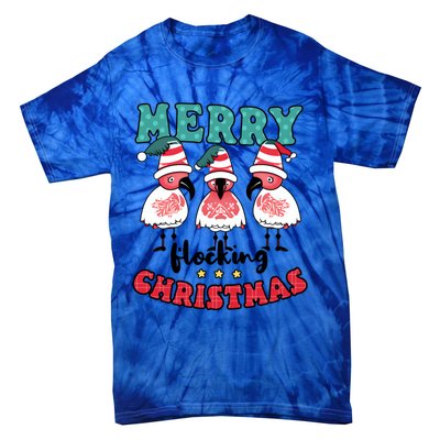 Merry Flocking Christmas Design Christmas Flamingo Great Gift Tie-Dye T-Shirt