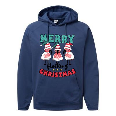 Merry Flocking Christmas Design Christmas Flamingo Great Gift Performance Fleece Hoodie