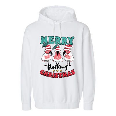 Merry Flocking Christmas Design Christmas Flamingo Great Gift Garment-Dyed Fleece Hoodie