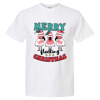 Merry Flocking Christmas Design Christmas Flamingo Great Gift Garment-Dyed Heavyweight T-Shirt