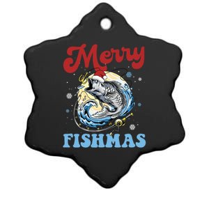 Merry Fishmas Christmas Fishing Holiday Funny Gift Ceramic Star Ornament