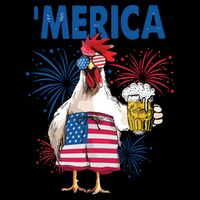 Merica Funny Chicken With Beer USA Flag 4th Of July 16oz Travel Tumbler