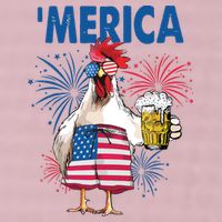 Merica Funny Chicken With Beer USA Flag 4th Of July 25L Jumbo Tote