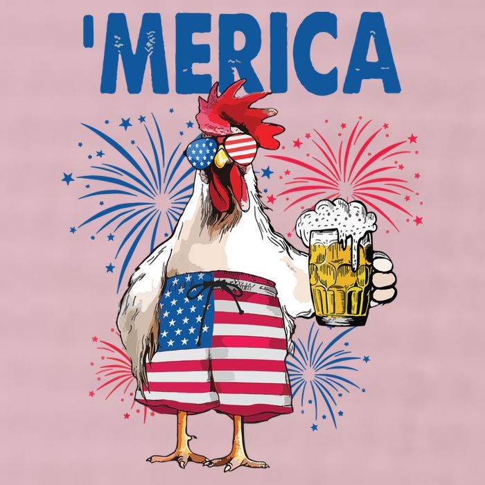 Merica Funny Chicken With Beer USA Flag 4th Of July 25L Jumbo Tote