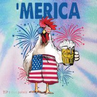 Merica Funny Chicken With Beer USA Flag 4th Of July Legacy Tie Dye Trucker Hat