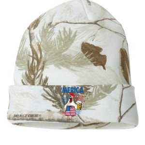 Merica Funny Chicken With Beer USA Flag 4th Of July Kati Licensed 12" Camo Beanie