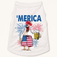 Merica Funny Chicken With Beer USA Flag 4th Of July Doggie Tank