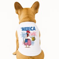 Merica Funny Chicken With Beer USA Flag 4th Of July Doggie Tank
