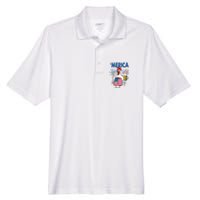 Merica Funny Chicken With Beer USA Flag 4th Of July Men's Origin Performance Pique Polo