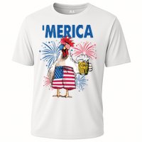 Merica Funny Chicken With Beer USA Flag 4th Of July Performance Shirt