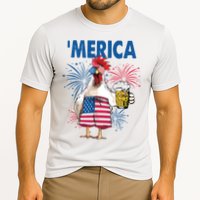 Merica Funny Chicken With Beer USA Flag 4th Of July Performance Shirt