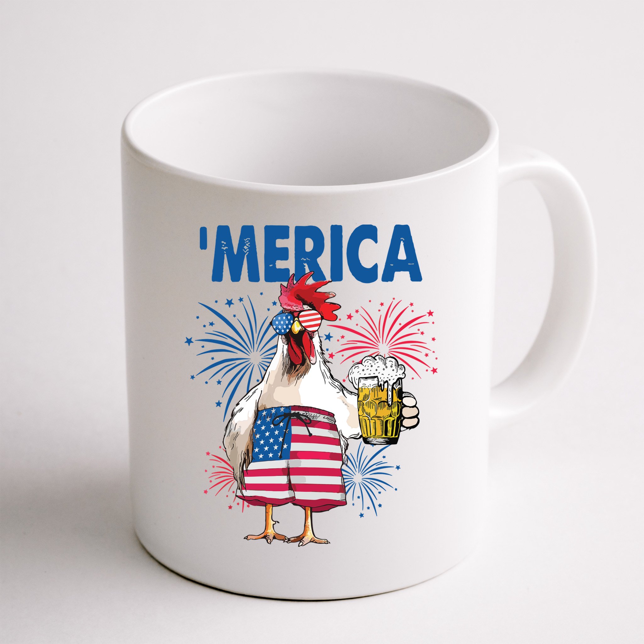 Merica Funny Chicken With Beer USA Flag 4th Of July Mug