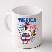 Merica Funny Chicken With Beer USA Flag 4th Of July Mug