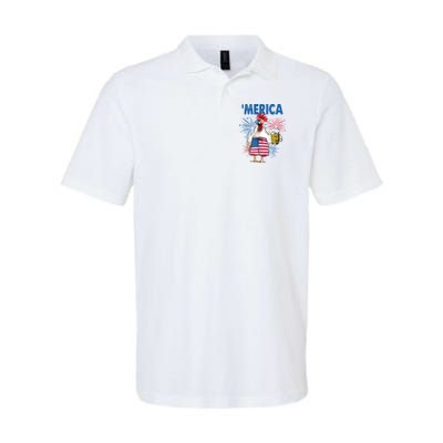 Merica Funny Chicken With Beer USA Flag 4th Of July Polo
