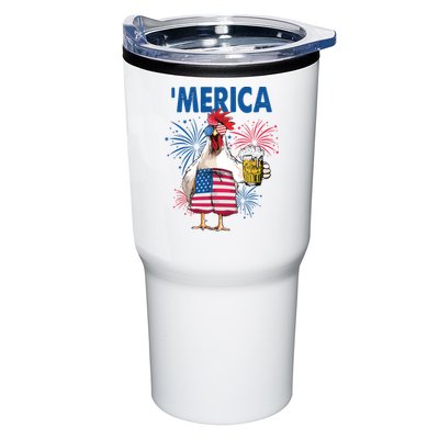 Merica Funny Chicken With Beer USA Flag 4th Of July Tumbler
