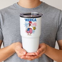 Merica Funny Chicken With Beer USA Flag 4th Of July Tumbler