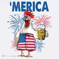 Merica Funny Chicken With Beer USA Flag 4th Of July Poster
