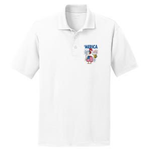 Merica Funny Chicken With Beer USA Flag 4th Of July PosiCharge RacerMesh Polo