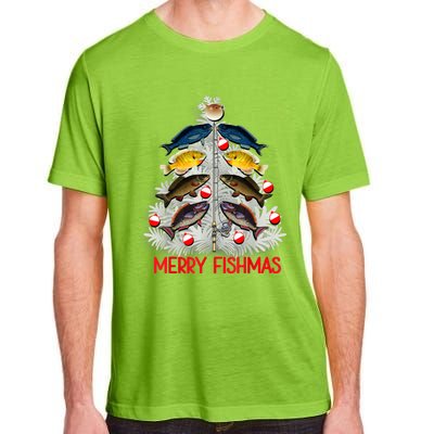 Merry Fishmas Christmas Tree Fish Fishing Fisher Xmas Cute Gift Adult ChromaSoft Performance T-Shirt