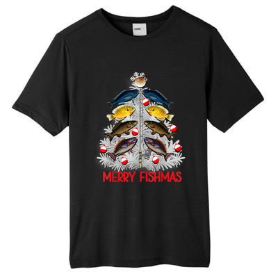 Merry Fishmas Christmas Tree Fish Fishing Fisher Xmas Cute Gift Tall Fusion ChromaSoft Performance T-Shirt