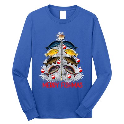 Merry Fishmas Christmas Tree Fish Fishing Fisher Xmas Cute Gift Long Sleeve Shirt