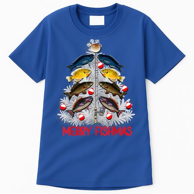 Merry Fishmas Christmas Tree Fish Fishing Fisher Xmas Cute Gift Tall T-Shirt