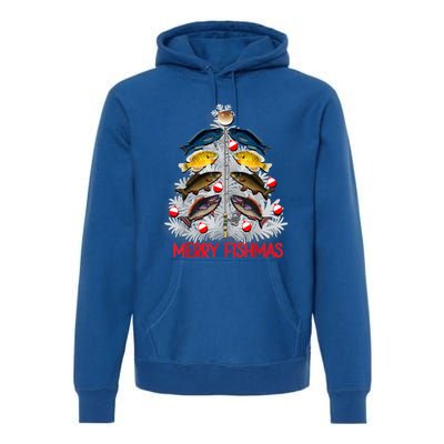 Merry Fishmas Christmas Tree Fish Fishing Fisher Xmas Cute Gift Premium Hoodie