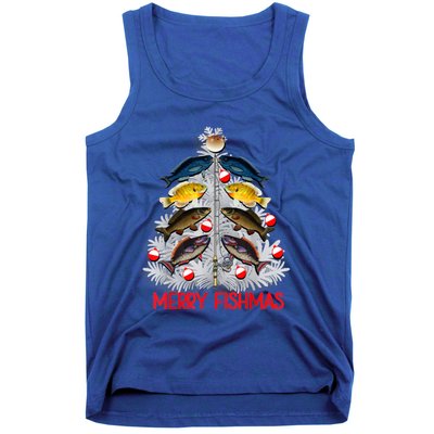 Merry Fishmas Christmas Tree Fish Fishing Fisher Xmas Cute Gift Tank Top