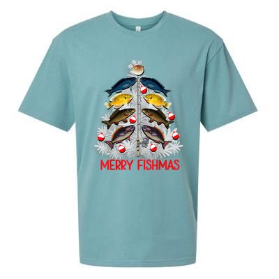 Merry Fishmas Christmas Tree Fish Fishing Fisher Xmas Cute Gift Sueded Cloud Jersey T-Shirt