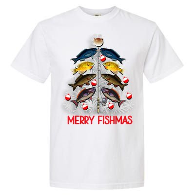 Merry Fishmas Christmas Tree Fish Fishing Fisher Xmas Cute Gift Garment-Dyed Heavyweight T-Shirt