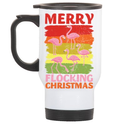 Merry Flocking Christmas Flamingo Funny Xmas Pajama Gift Stainless Steel Travel Mug