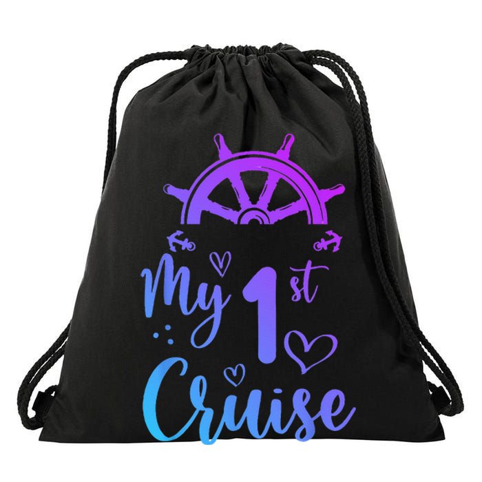 My First Cruise Men Women And Funny Cruise Drawstring Bag