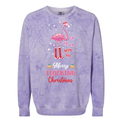 Merry Flocking Christmas Flamingo Hat Xmas Pj Costume Cute Gift Colorblast Crewneck Sweatshirt