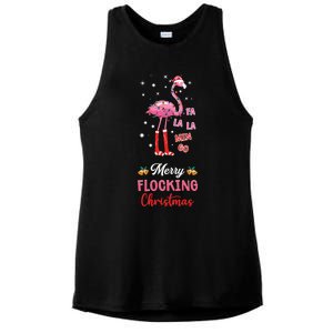 Merry Flocking Christmas Flamingo Hat Xmas Pj Costume Cute Gift Ladies PosiCharge Tri-Blend Wicking Tank