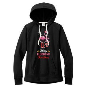 Merry Flocking Christmas Flamingo Hat Xmas Pj Costume Cute Gift Women's Fleece Hoodie