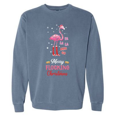 Merry Flocking Christmas Flamingo Hat Xmas Pj Costume Cute Gift Garment-Dyed Sweatshirt