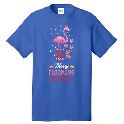 Merry Flocking Christmas Flamingo Hat Xmas Pj Costume Cute Gift Tall T-Shirt